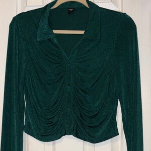 SHEIN Teal Ruched Blouse
